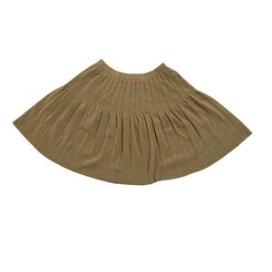 DKNY Pleated Knit Skirt Tan Wool‎ Rayon Midi Flare A Line Women's M